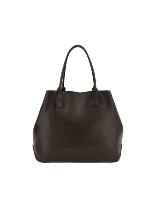 Borsa shopping da donna in pelle con l'indirizzo del brand in rilievo tono su tono, colore marrone HOGAN | KBW01TA0300TZPS808